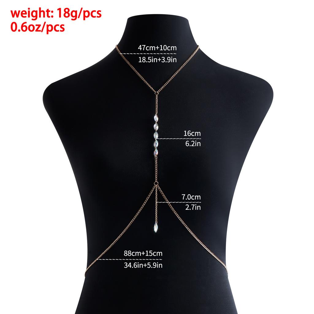 European and American Jewelry, Fashion Creative Colorful Crystal Chest Chain Waist Chain Women, Sexy Bikini Hottie Body Chain