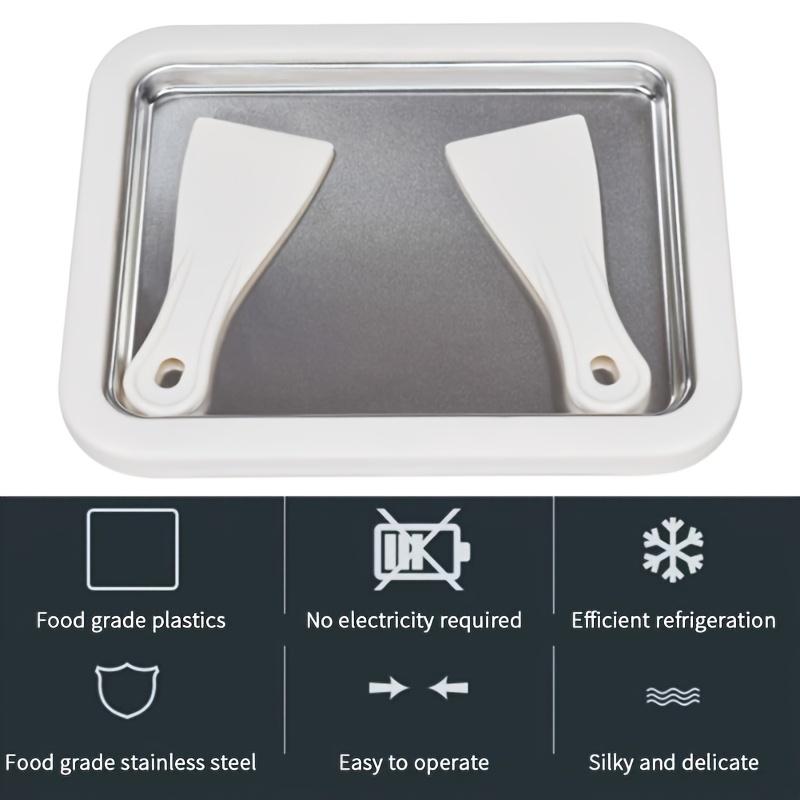 Stainless Steel Manual Ice Cream Maker - Square, Double Spatula, Hand Wash, No Power/battery Required - Ideal for Making Frozen Yogurt, Fruit, Milk