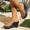 2026 Summer Elegant Women Slip on Platform Wedges Rhinestone Plus Size Shoes for Women 35-42 Women Fashion Slippers