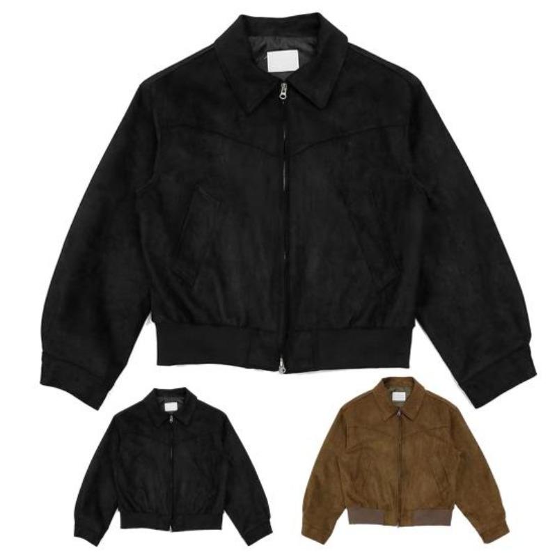 Men Jacket Lapel Long Sleeve Zipper Design Jacket Coat with Pockets Solid Color Short Coat Street Office Daily Wear