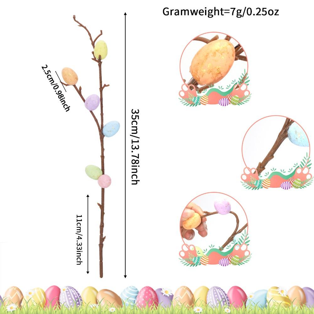 35CM Length Easter Egg Branch Artificial Egg Design Artificial Branch Branch Shape Fake Bouquets Vase Ornament Home Decor