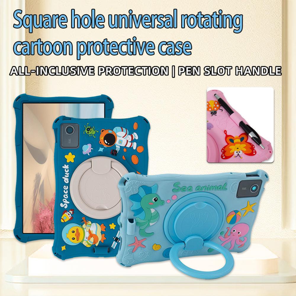 Weiche Silikon-Ständerhülle für Lenovo Xiaoxin Pad 2025 11 Zoll Drehbar Cartoon Tablet-Hülle Für Lenovo Tab M11 TB330FU TB331FC