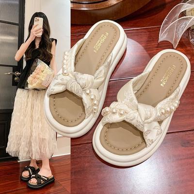 Cool Slippers Women's Summer Outer Wear Fashion 2025 New Beautiful with Skirt Platform Beach Sandals Pregnant Women One-word