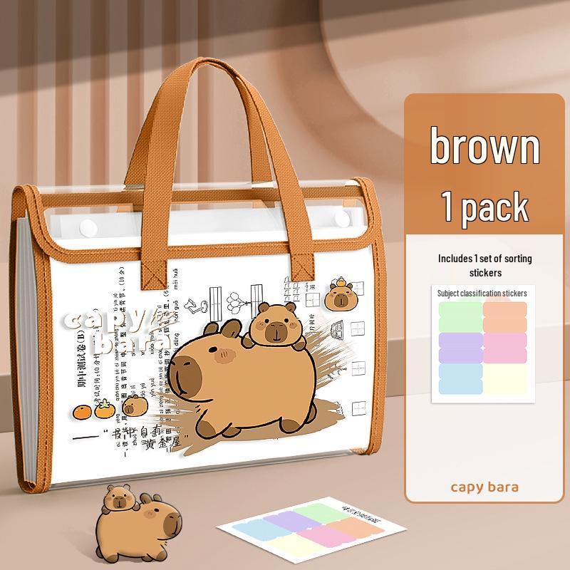 1049 A4 Multi-layer Document Bag & Folder - Transparent Student Organizer with Book Clip