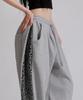 LIKE THE MOST Double-Tuck Leopard Side Over Pants_Gray