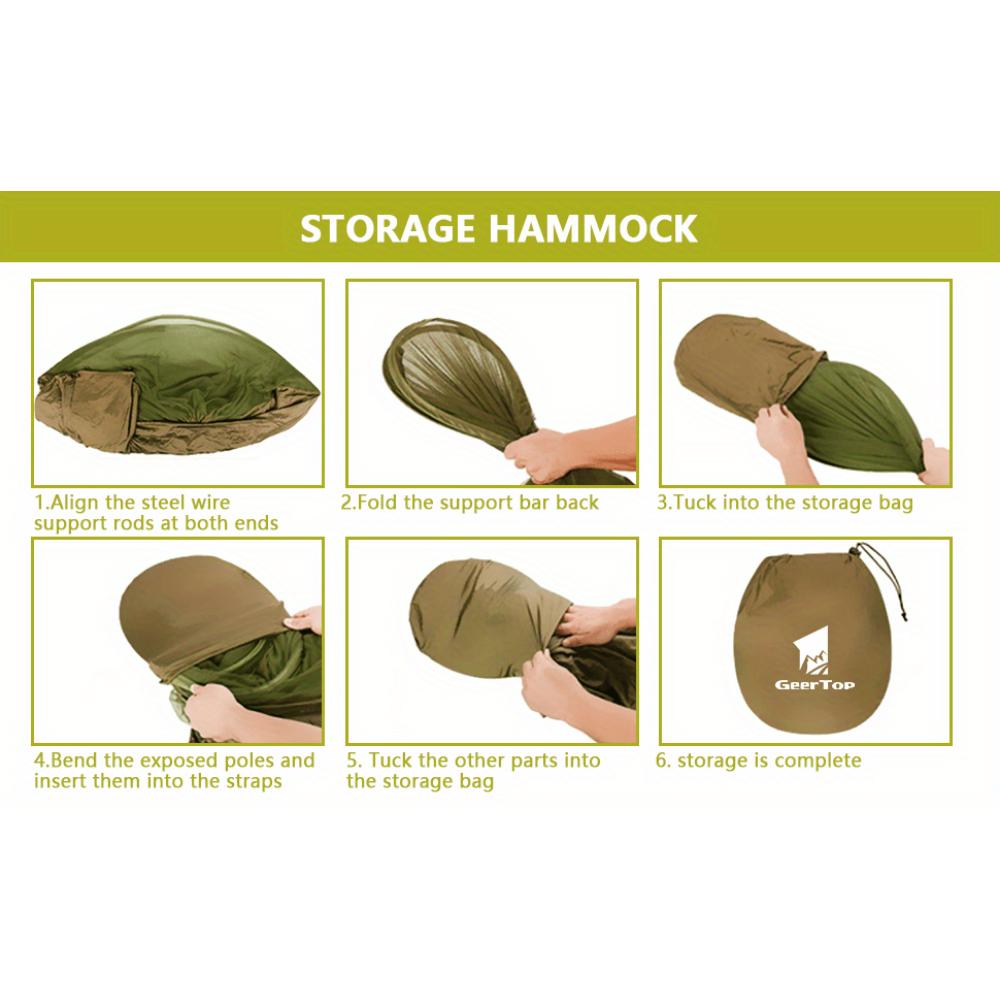 Hamac cu plasă de țânțari, hamac de camping rezistent la țânțari în aer liber, cu plasă de țânțari 210T, pânză de parașută, hamac din nailon cu plasă criptată