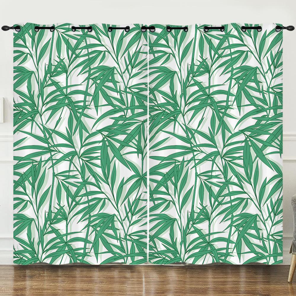 Curtains Simple And Simple Pattern 3D Digital Printing Blackout Curtain Punching