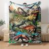 Dinosaur Print Flannel Blanket High Quality Warm Comfortable Cover for All Seasons Perfect for Gifts Home Decor
