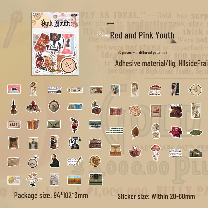 ZABC Sticker Pack Retro Collection: 6 Styles for Journaling & Collage