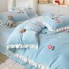 Winter Thickened Milk Velvet Towel Embroidered Bed Four-piece Anti-static Double-sided Velvet Coral Velvet Warm Sheet Quilt Cover