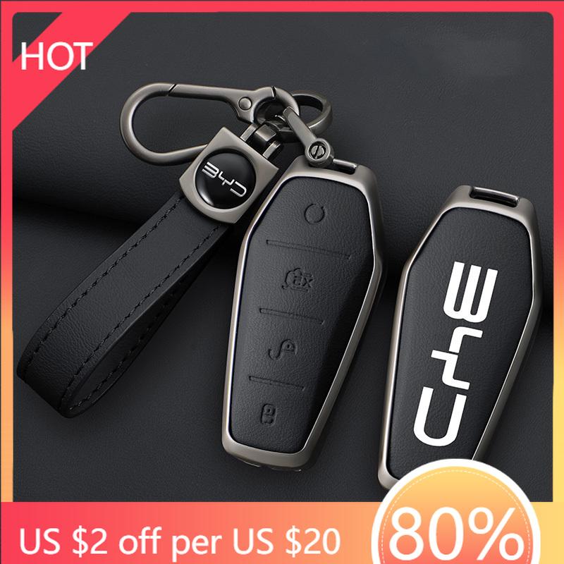 Styling Mouldings Alloy Car Key Case Cover Shell For BYD Song Plus Atto 3 Han EV Tang DM Qin Seal Dolphin Remote Fob Holder Keyc
