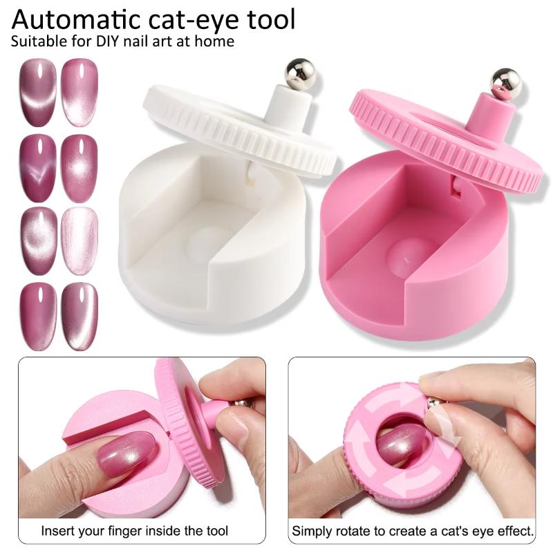 Automatic Cat-Eye Nail Tool, Super Strong Rotating French Manicure Gel Polish Glass Bead Magnet. Diy Nail Art Tool For Beginners