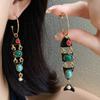 1 Pair Vintage Fish Tassels Enamel Long Hoop Earring for Women Gold Plated Alloy Lightweight Comfort for Casual and Party Wear