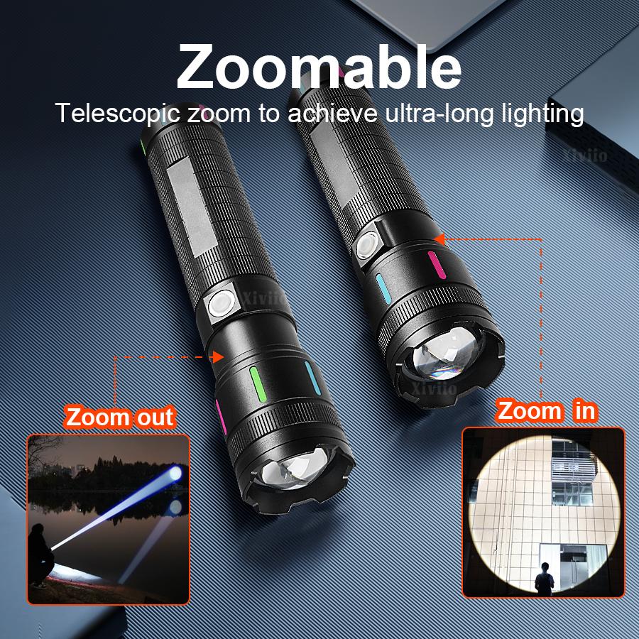 2025 NEW Ultra Bright Flashlights 900000LM Powerful Rechargeable Torch 2000M Portable Lamp Outdoor Camping Lantern