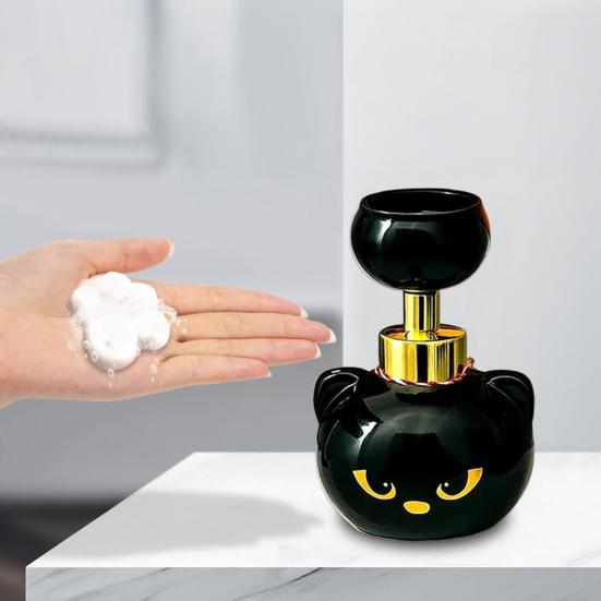 1/2Pcs Cat Paw Foam Soap Dispenser Black Kitty Themed Foaming Pump Bottle