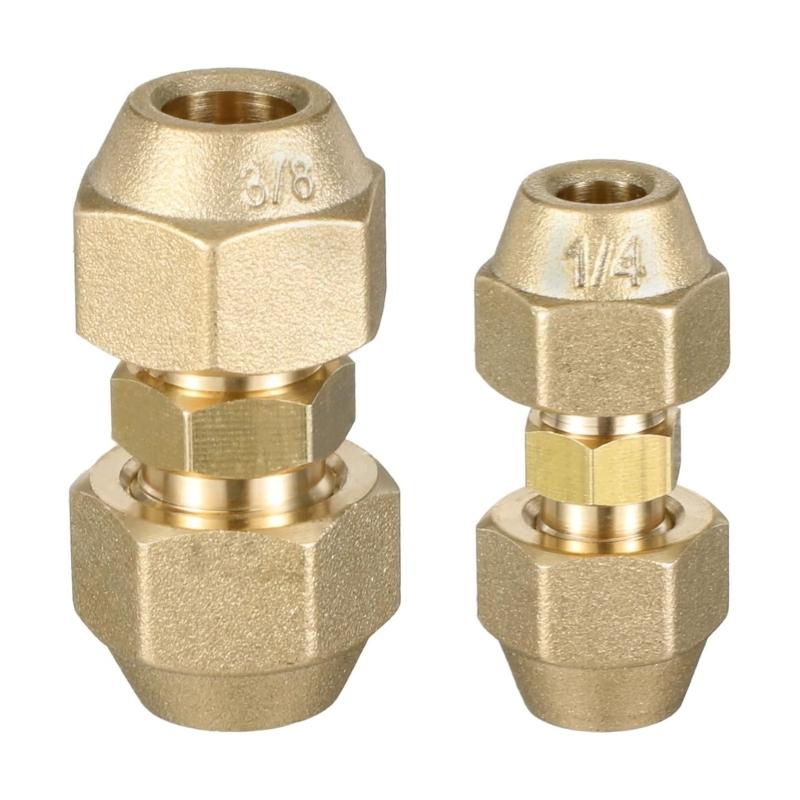 

2Pcs Brass Pipe Fitting Connector No Welding Extension Pipe Joint 3/8Inch and 1/4Inch Double Nipple with Strong Sealing 1