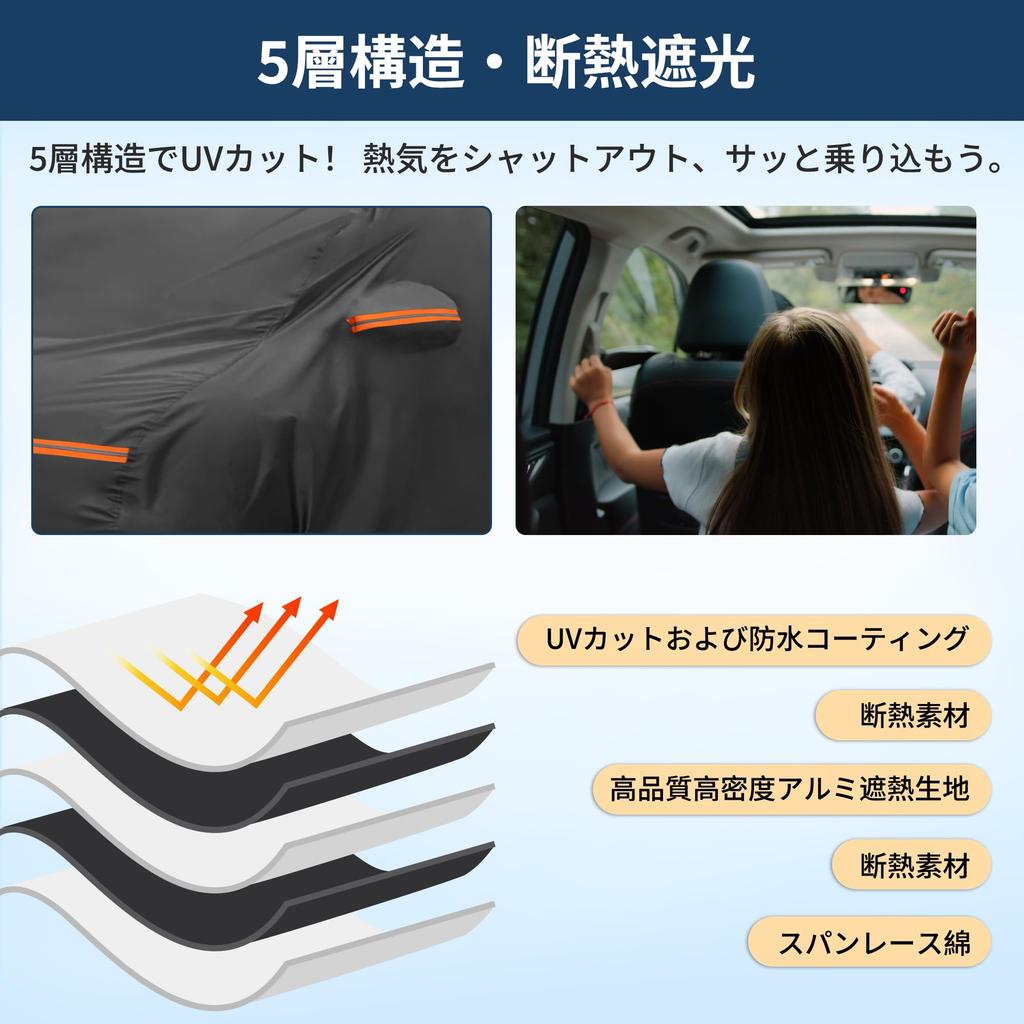 X AUTOHAUX Car Body Cover for Honda Fit New Waterproof Fabric Construction Lightweight Easy to Use for Fleece Lined Protects Paint Surface Side of