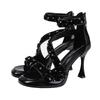 2025 Summer New Fashion Versatile Sequin Stiletto High Heel Waterproof Table Sandals Daily Skirt