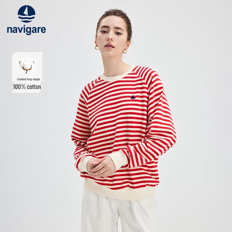 Navigare Women's Striped 100% Cotton Long-Sleeve T-Shirt