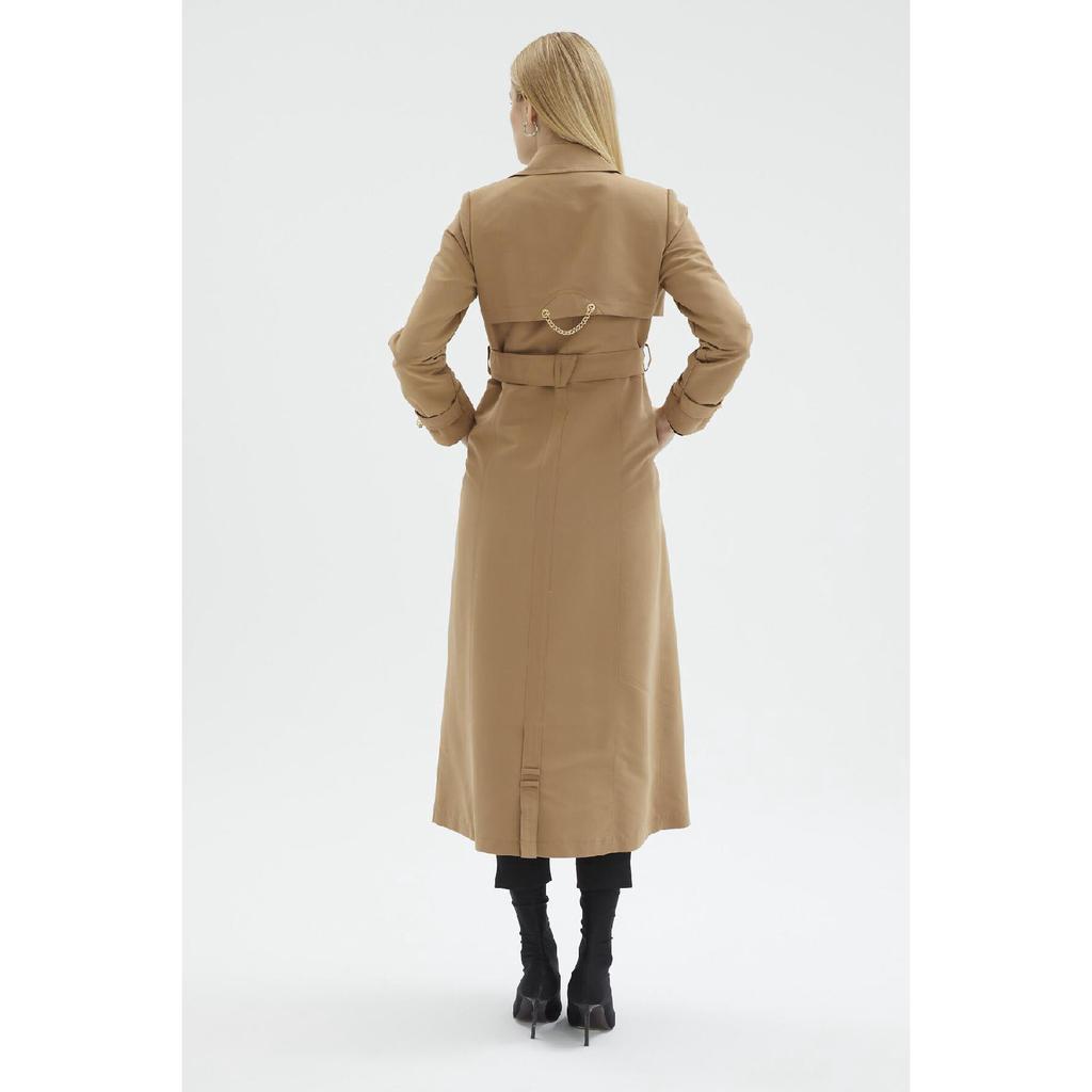 Łańcuszek i pasek Szczegółowy czarny trencz 12615