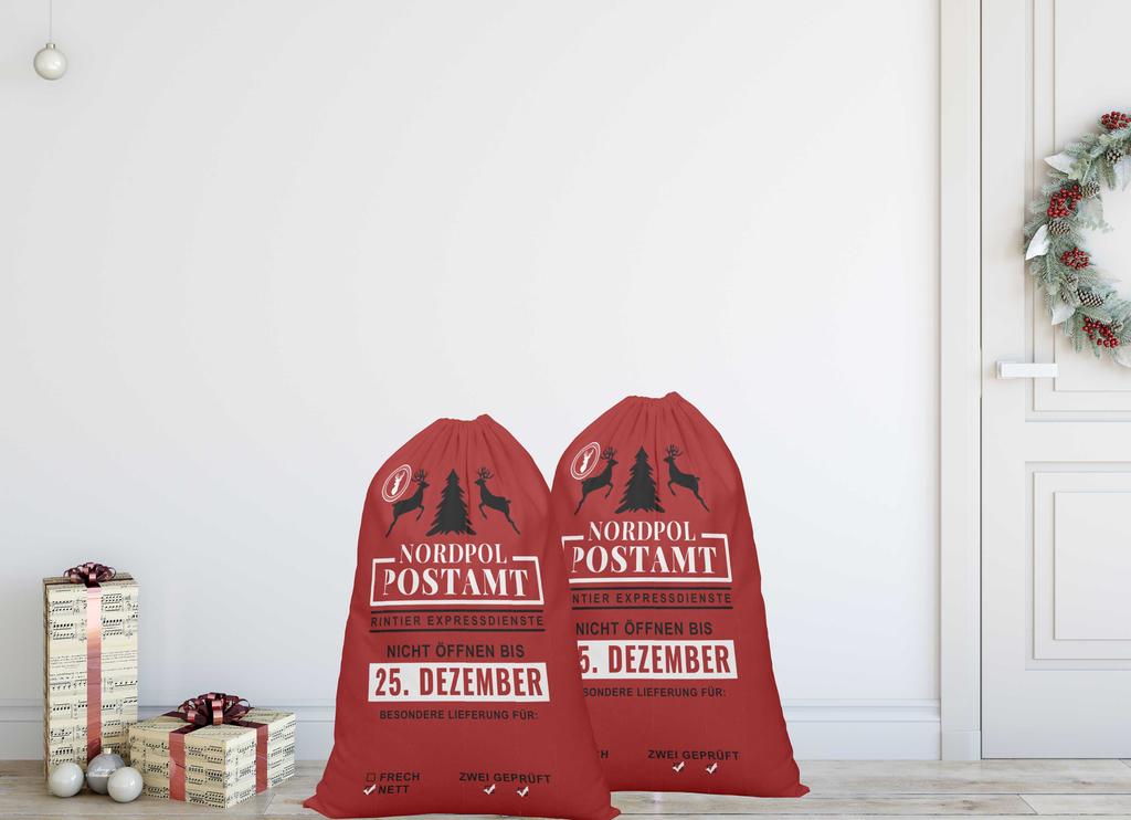 Printtoo Pack Of 2 Drawstring Special Delivery Extra Large Size Christmas Sack Re-Usable Xmas Present Storage 27x20 Inch