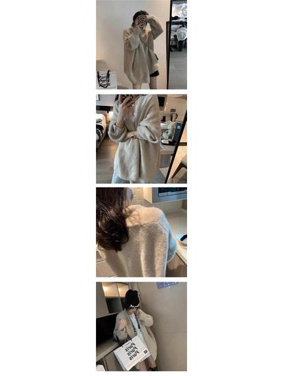 Autumn/Winter 2025 Women's Loose Knit Cardigan - Soft & Cozy Mid-Length Sweater