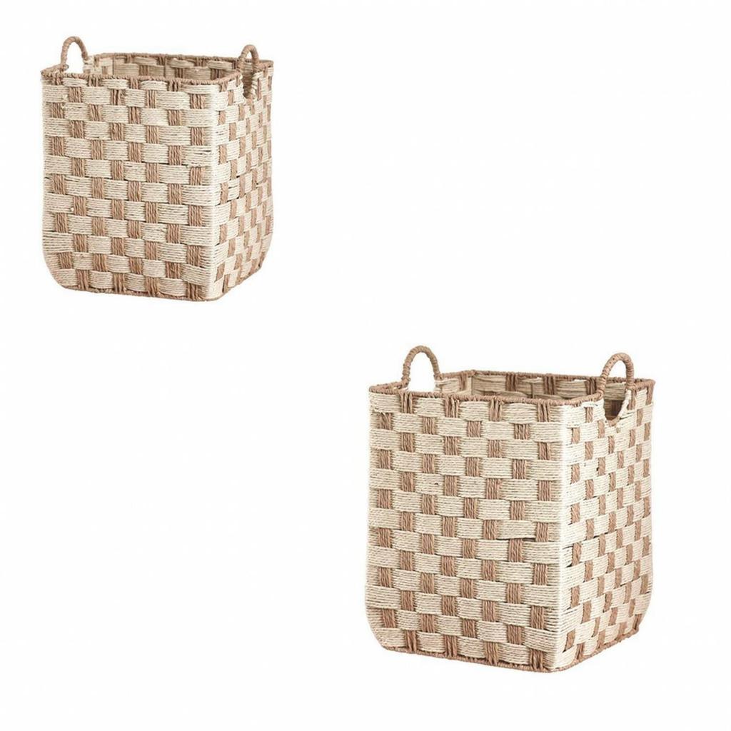2 Pieces Paper Storage Basket Handwoven Organizer Bin Lightweight