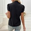 YYFS Women's Fashion Casual Summer Spring Solid Color Print Short Sleeve V-Neck Blouses & Shirts
