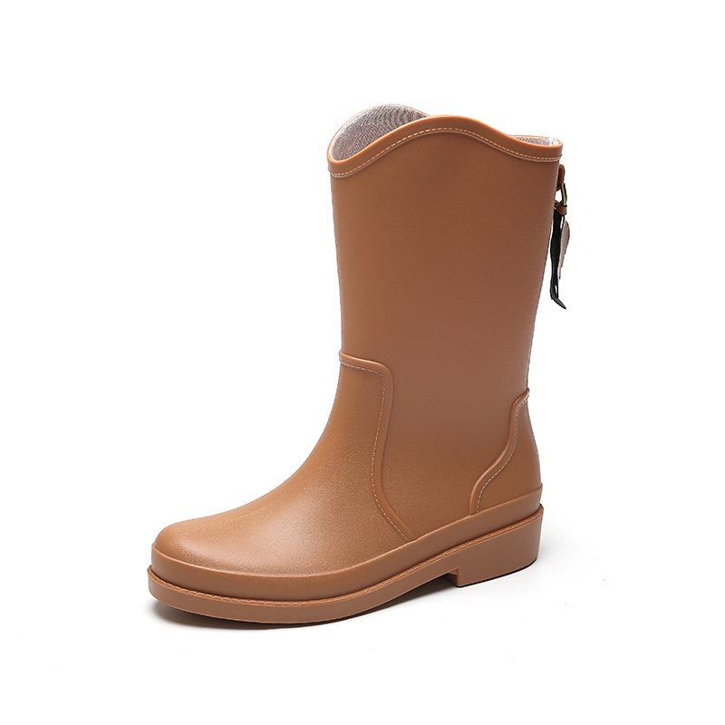 Women's Fashionable Waterproof Mid-High Rain Boots, Non-Slip & Wear-Resistant for Kitchen or Outdoor Use