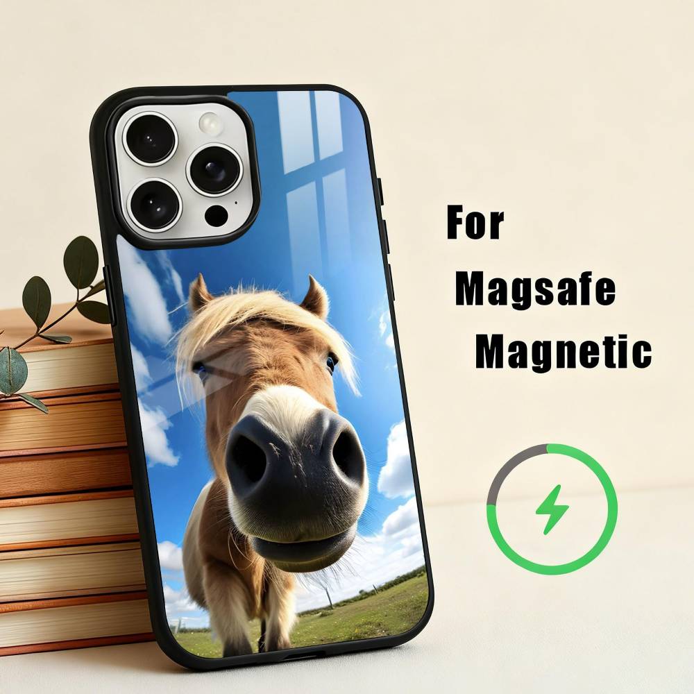 Funny Art Horse Animal   Phone Case For iPhone17,16,15,14,13,12,11 Plus,Pro Max Magnetic For Magsafe Wireless Charging