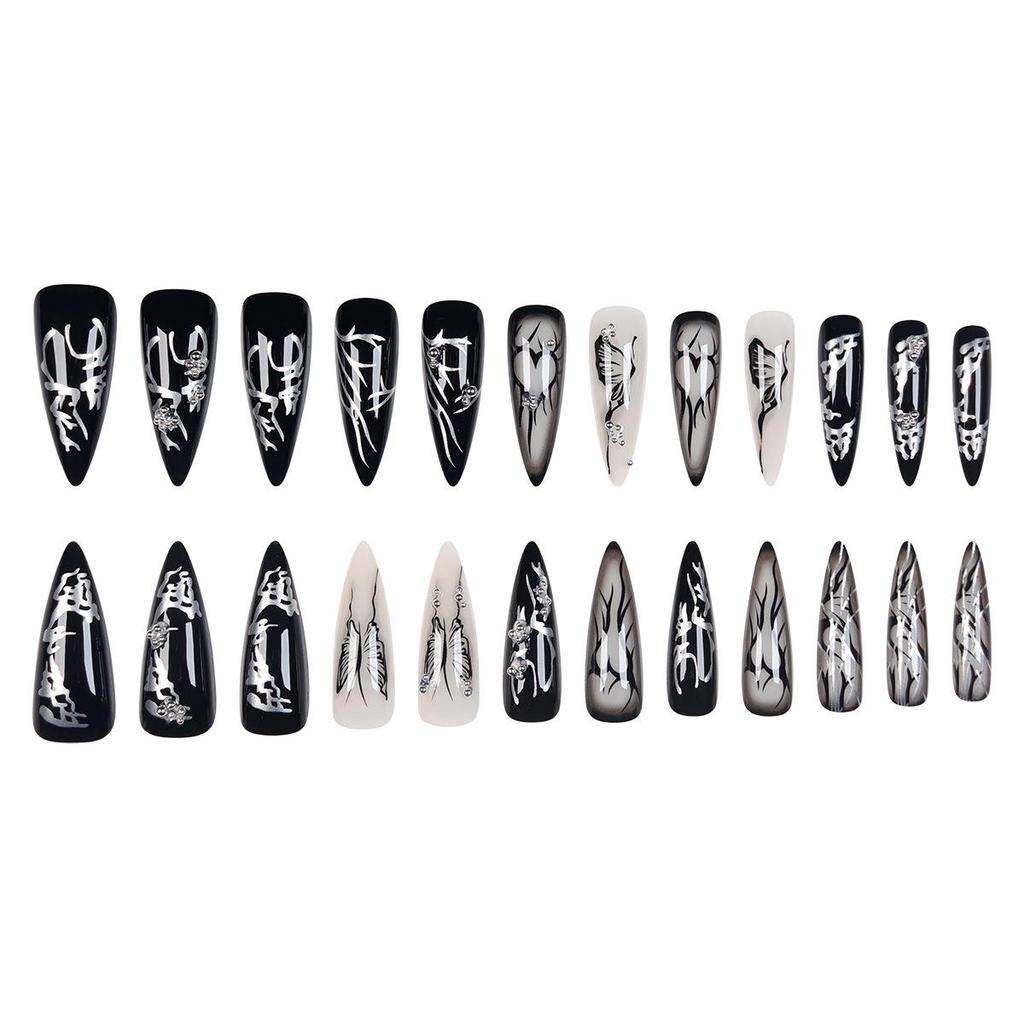 O8 Long Nail Art Tips - European & American High-End Wearable Summer Stickers