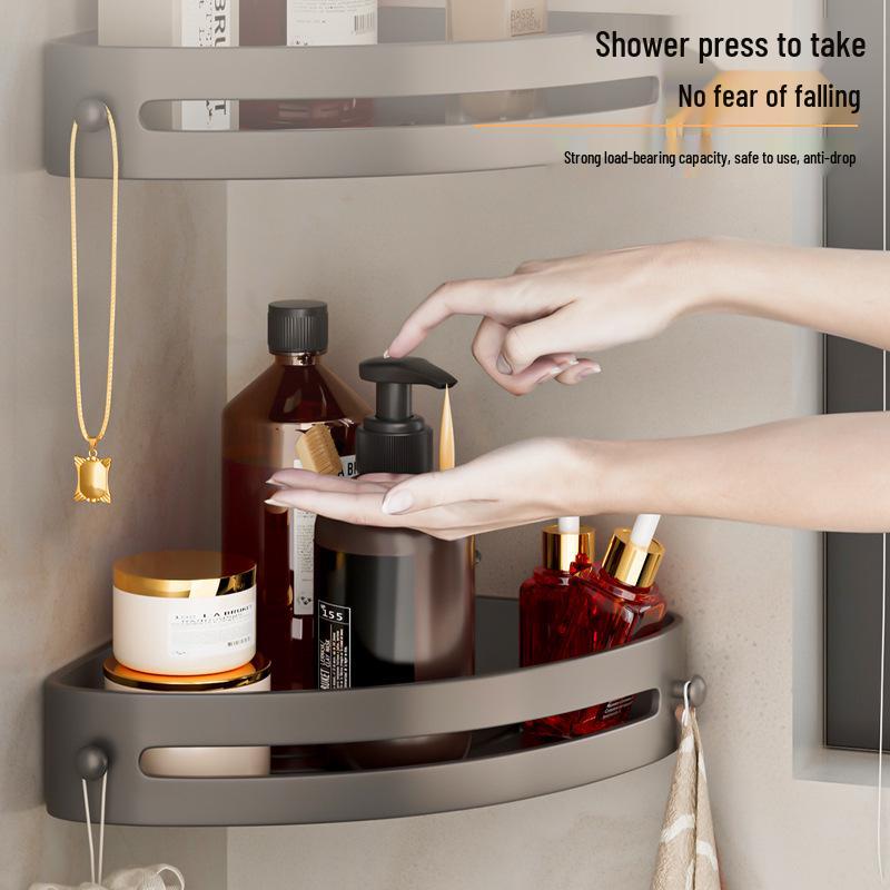 Nail-Free Wall-Mounted Bathroom Storage Shelf and Organizer