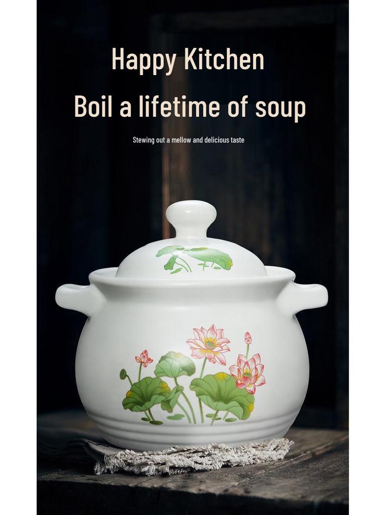 High-Temperature Resistant Large Capacity Ceramic Casserole and Soup Pot for Gas Flame