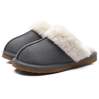 Fashion Comwarm Winter Furry Slippers Women Warm Plush House Slippers Indoor Thick Bottom Fuzzy Slippers Anti-Slip Bedroom Cotton Slides