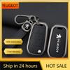 Car Sticker 2025 Hot Zinc Alloy Leather Car Key Case Cover Shell Holder For Peugeot 208 308 408 508 2008 3008 4008 5008 Protecto