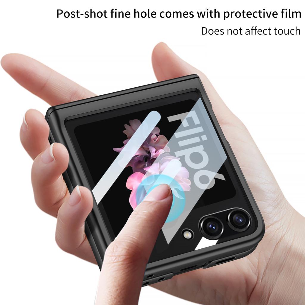 Funda rígida de PC con bisagra magnética para Samsung Galaxy Z Flip 6, 5 y 4, a prueba de golpes y con protector de pantalla pequeño.