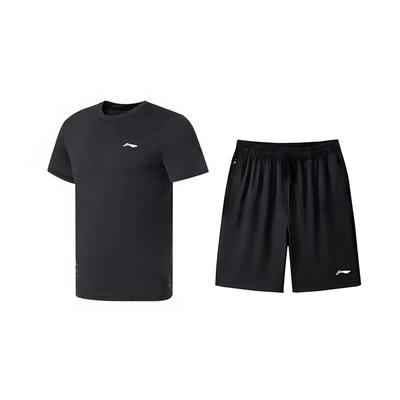 Jednolity kolor Prosty Fitness Szybkoschnący Wygodny Okrągły dekolt Casualowy Strój sportowy Unisex Odzież sportowa ATSS069-1+AKSV843-1