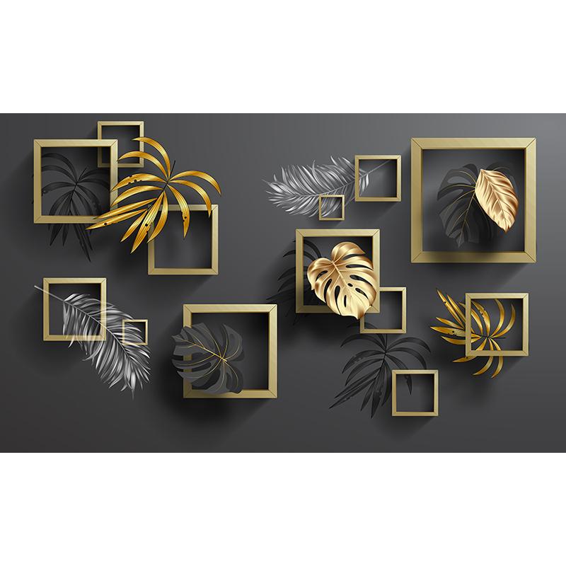 Mural Wallpaper Modern 3D Geometric Figure Black Leaf Wall Painting Living Room TV Sofa Bedroom Home Decor Fresco Papel De Parede 3 D