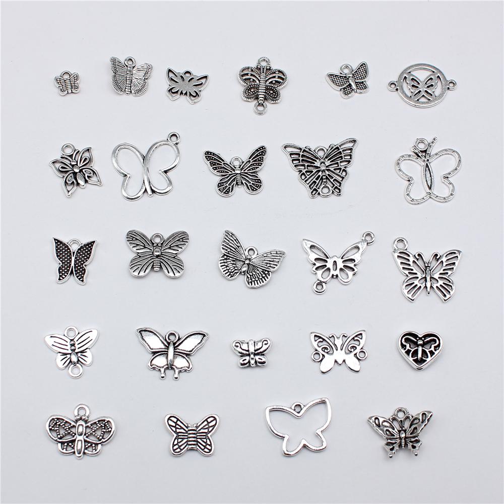 20 Stück Anhänger Schmetterling Antiksilber Farbe Anhänger DIY Basteln Herstellungszubehör Handgemachter Tibetischer Schmuck