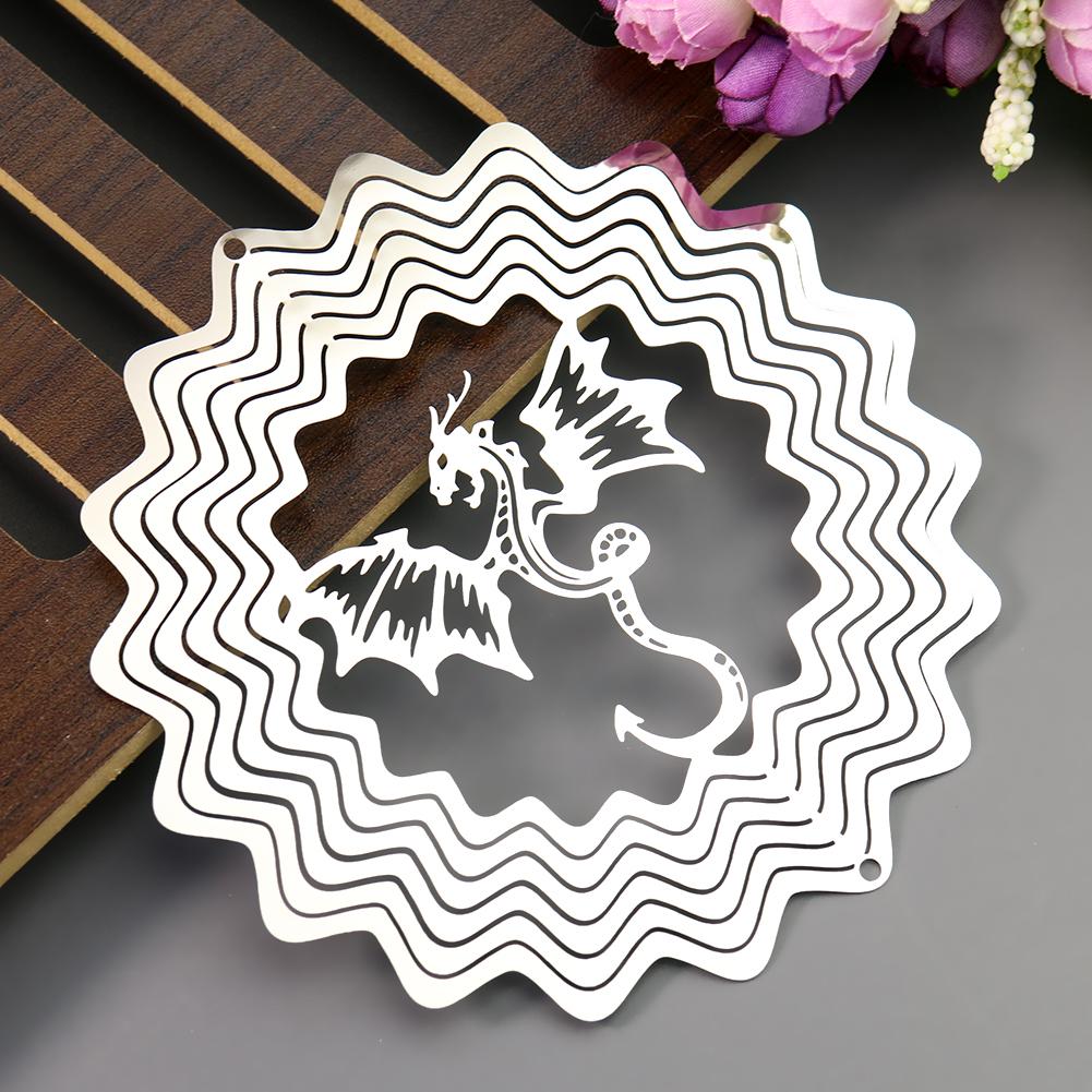 

Stainless Steel 3D Dragon Wind Spinner Rotating Lucky Hummingbird Hanging Mirror Reflection Bird Deterrent Home Garden Decor