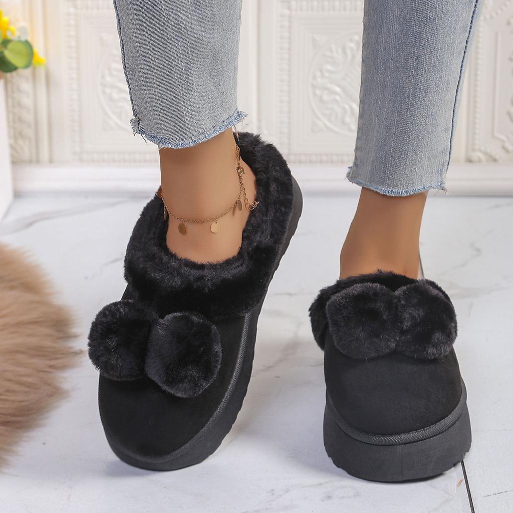 Cotton Slippers Women's Autumn and Winter New Thick-soled Comfortable Home Warm Half a Pack of Snow Boots Couple Wear Wool Shoes