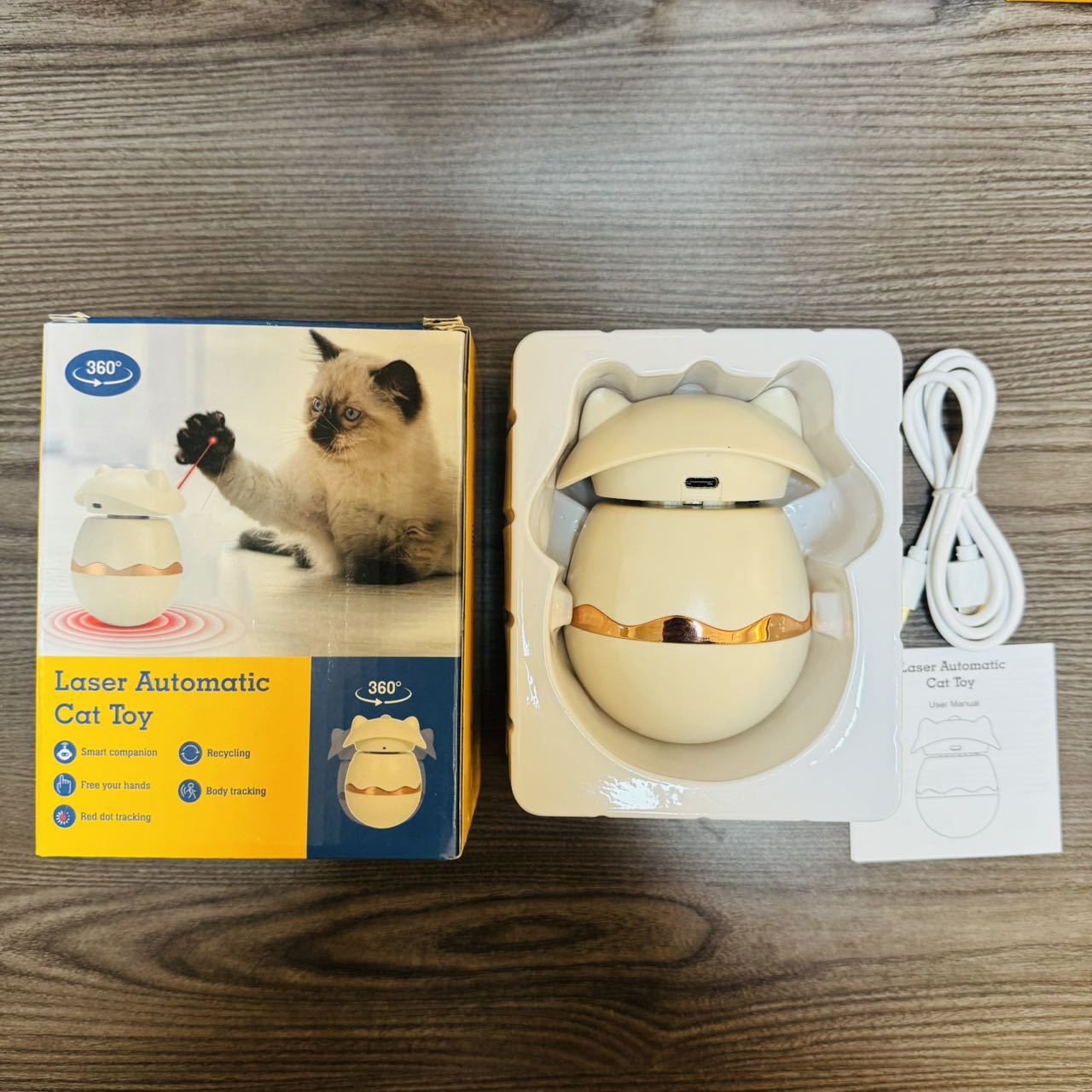 

Automatic Laser Cat Toy Intelligent Sensing Infrared Cat Toys Electric 360° Rotation Interesting Design Pet Products Supplies білий