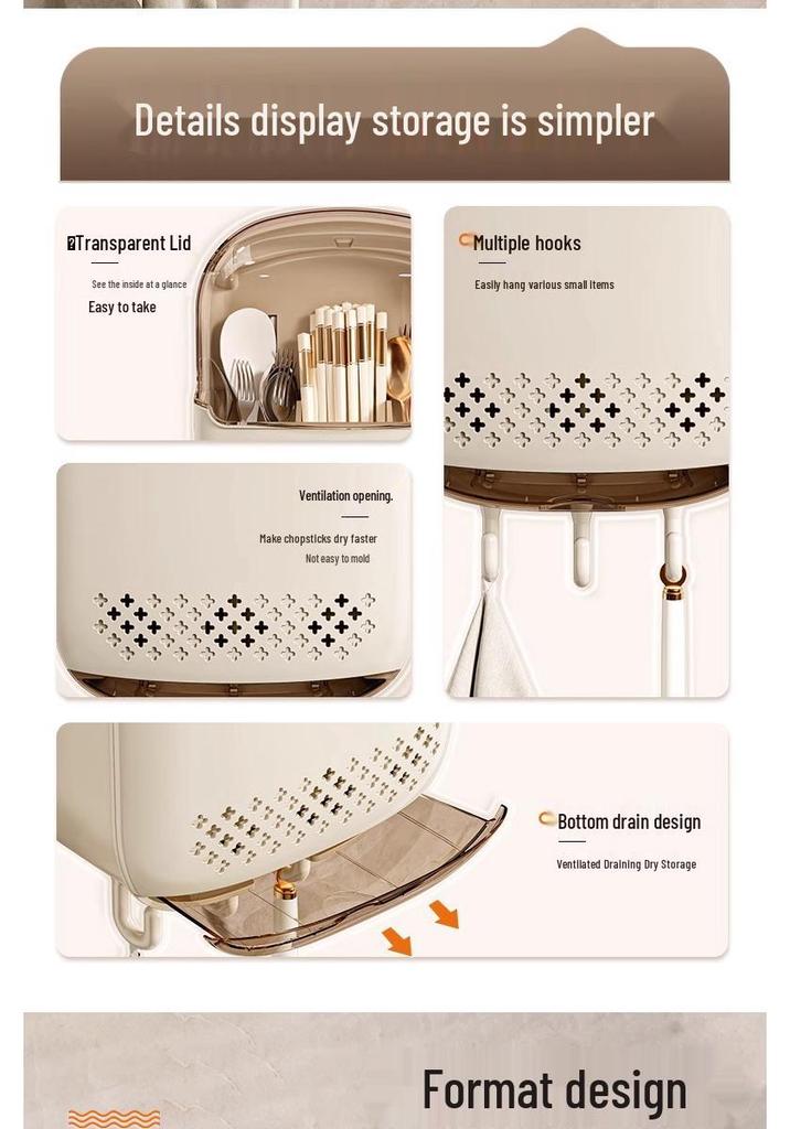 Qiao Feng 2025 Wall-Mounted Chopstick and Spoon Holder - Kitchen Storage Rack