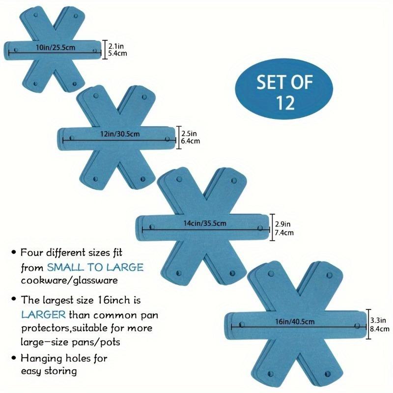 12pcs, Pot And Pan Protectors, 4 Different Sizes Cookware Protector Pot Dividers, Stacking Separators Pads, For Protecting And S