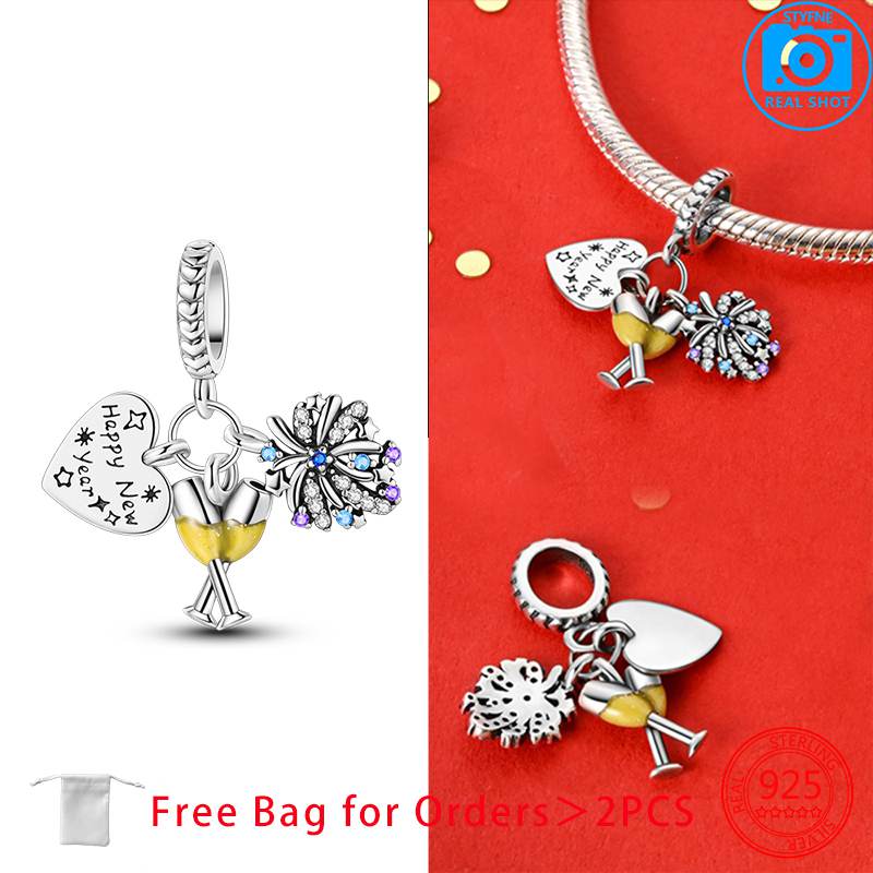 Original Charms Copper Wine Drink Ice Cream Guitar Beads Pendant Fit Bracelet Women Exquisite Jewelry Birthday Gift Making