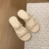 Fashion 2025 New Summer Outerwear Fashion Open Toed Women's Outdoor Slippers Butterfly Knot Women's Casual Beach Vacation Flat Shoes