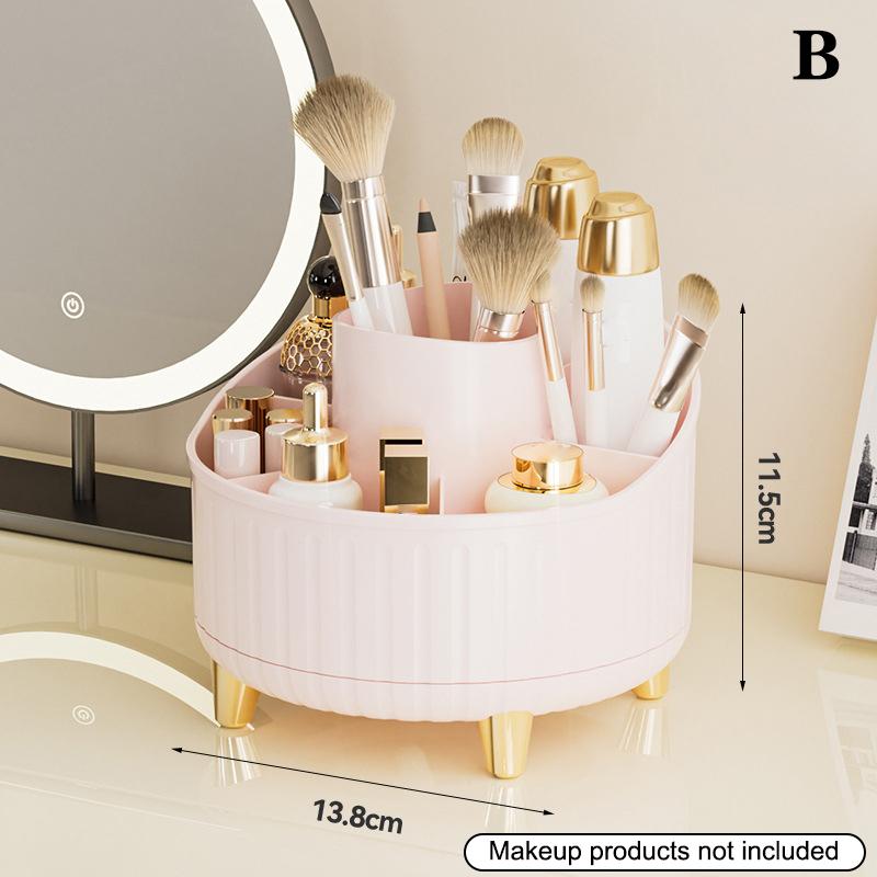 360° Rotating 7 Slot Makeup Brushes Holder Organizer Multi-Functional Desk Storage Cosmetics Storage For Vanity Desktop Bathroom