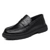 Leather Shoes Men's 2025 Hong Kong Style Business Casual Foot Cover British Style Men's Shoes Hand-scratched Trendy Men's Loafers