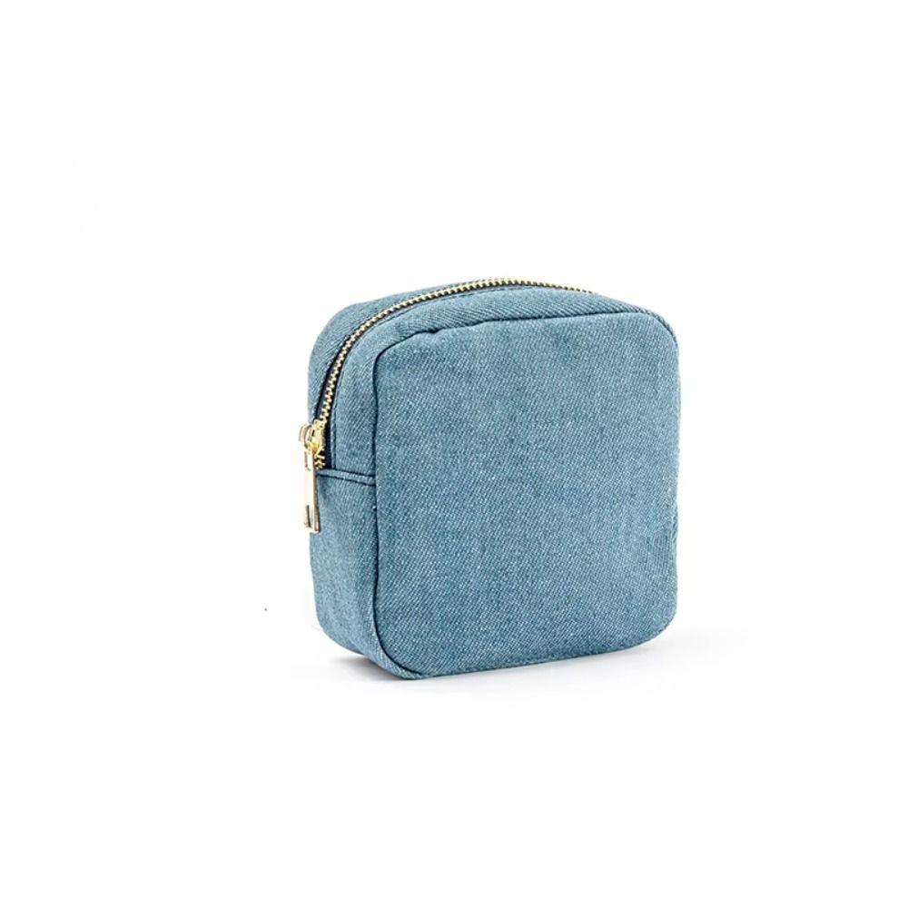 4 Sizes Blue Denim Cosmetic Pouch with Zipper Ladies Makeup Bag Jean Toiletry Case for Women