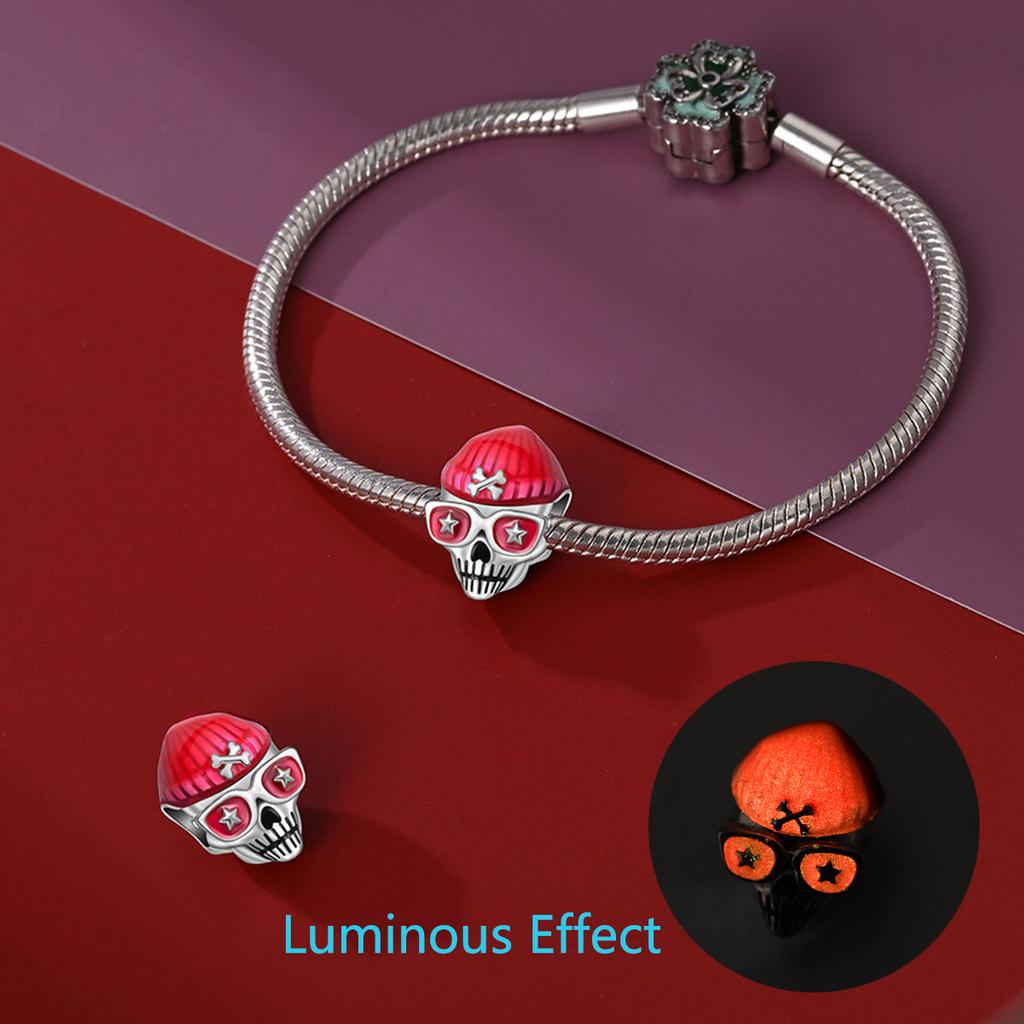 Charms Original Copper Plated Hardman Skull Beads Fit Bracelet Diy Fine Gift Women Delicate Jewelry Accessory